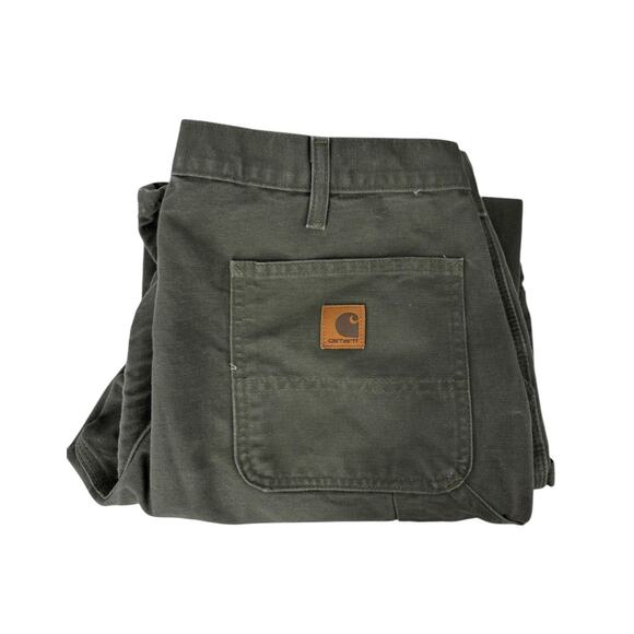 Carhartt Carpenter Pants Duck Canvas Dungaree Fit Mens 38 x 32 Green Workwear - Picture 1 of 9